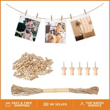 Durable 150PCS Mini Wooden Pegs with 10M Jute Twine - Perfect for Decorations