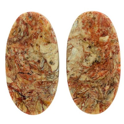 Natural Leopard Skin Jasper Pair 14.75x28x4.3 mm Oval Shape Gemstone LS30-07014