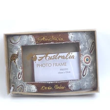 Hand-Painted Australia Photo Picture Frame Down Under Kangaroo Souvenir