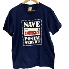 VTG Save America's Postal Service USPS Graphic T-Shirt Navy Large