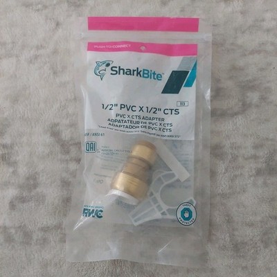 SHARKBITE UIP4008A 1/2'' PTC PVC IPS X 1/2'' CTS BRASS CONVERSION COUPLING FITTING