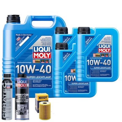 Motoröl 10W40 LIQUI MOLY Super Leichtlauf 8L+HENGST Ölfilter +Spülung +Cera Tec