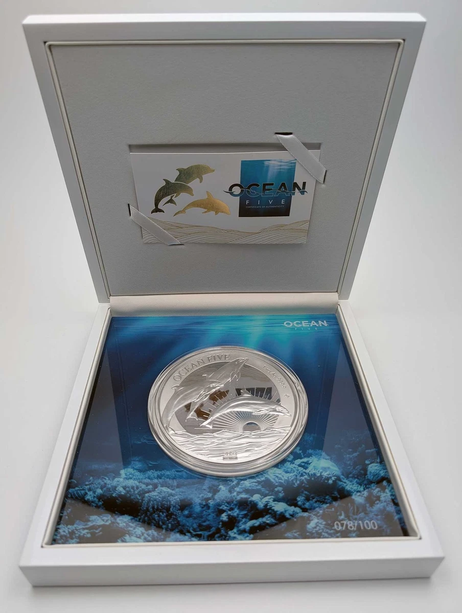 1 Kilo Silber Münze Ocean Five 2021 PP - Delfin - Auflage: 100!
