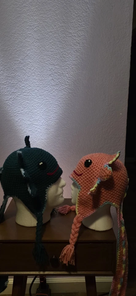 CORCHET HAT SET 2(Gorro Mexicano) TRADITIONAL HAND  MADE From Mexico  AXOLOTL - Image 3 of 4