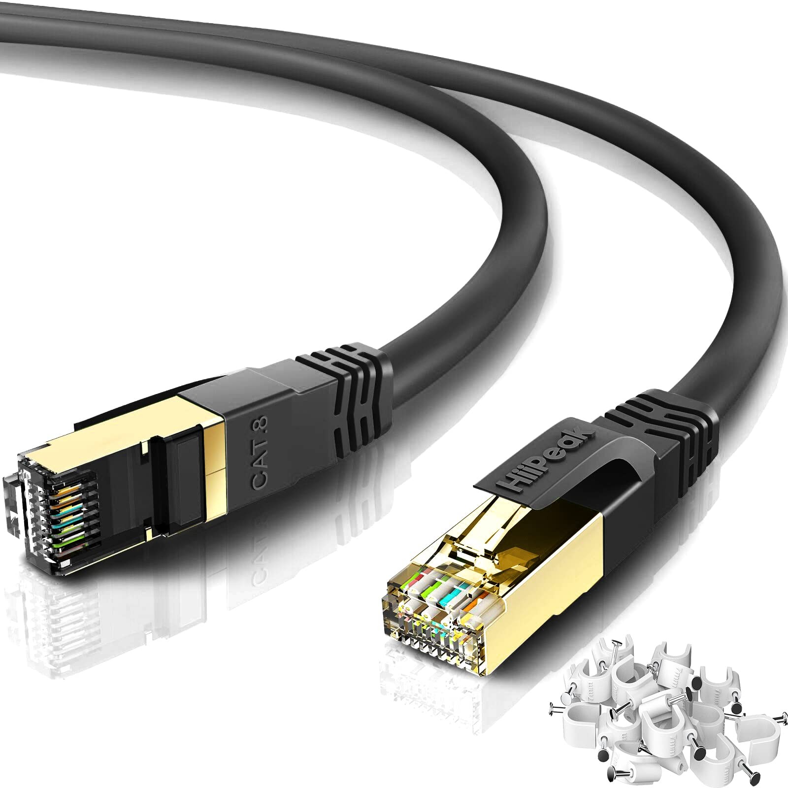 Cat8 Ethernet Cable 50FT, Indoor&Outdoor, Heavy Duty High Speed 26AWG Cat8 Ne...