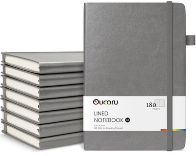 Oucaru Lined Journal Notebook, 8 Pack, 180 Pages, A5 Journals for Writing, 100