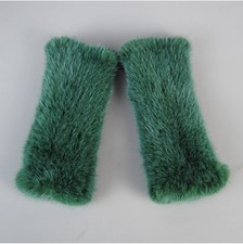 Real Farm Mink Fur Fingerless Knitted Gloves Mittens Warm Winter Snow Gloves