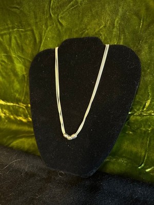 Silver Tone 3 Strand Snake Chain w/ Beads
