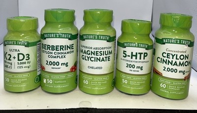 5X Berberine Ceylon Cinnamon, Magnesium Glycinate,5-HTP,Ceylon Cinnamon Exp 8/26