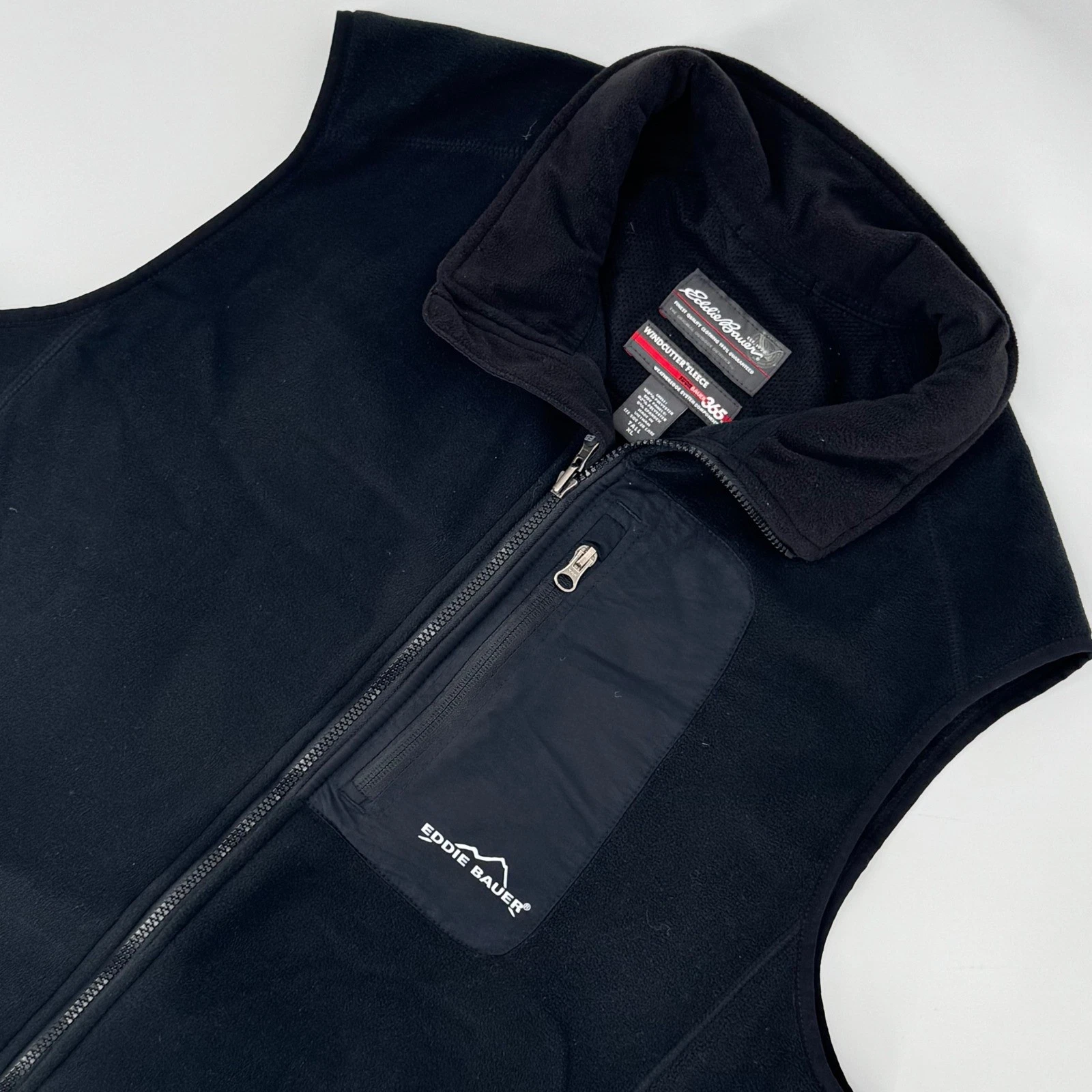 Eddie Bauer 365 Windcutter Fleece Vest Black Polartec Men's Tall XL