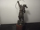Vintage Statue  Mongolian archer warrior high quality  Bronze Hardwood base  9"