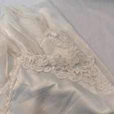 VTG Dentelle Women  s L Lingerie Ivory Babydoll Nightgown Satin Beaded W/Tulle