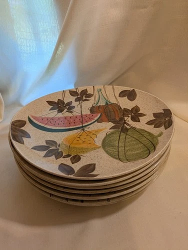 Redwing Pottery-10 3/4" TAMPICO PATTERN Dinner Plates(8 total #)