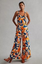 Farm Rio Deep V-Neck Wide-Leg Jumpsuit