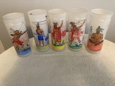 Vintage Knox Oil Famous Ohio Indians Glasses Set of 5 Very Kool Tumblers