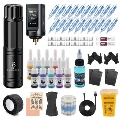 Biomaser Kabelloses Maschine Set mit 1900mAh Battery Drahtloser Rotary Stift