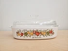 Corning Ware Spice Of Life 10x10x2 in Le Romarin Dish A-10-B & Pyrex Lid