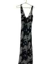 Zara Womens Midi Dress S Small Velvet Black Gray Floral Sleeveless 4772/276 NWT
