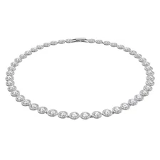 Swarovski Women's Una Angelic Halo Tennis Necklace 14 7/8" Rhodium Crystal White
