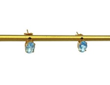 14kt Yellow Gold Blue Oval Topaz Post Earrings