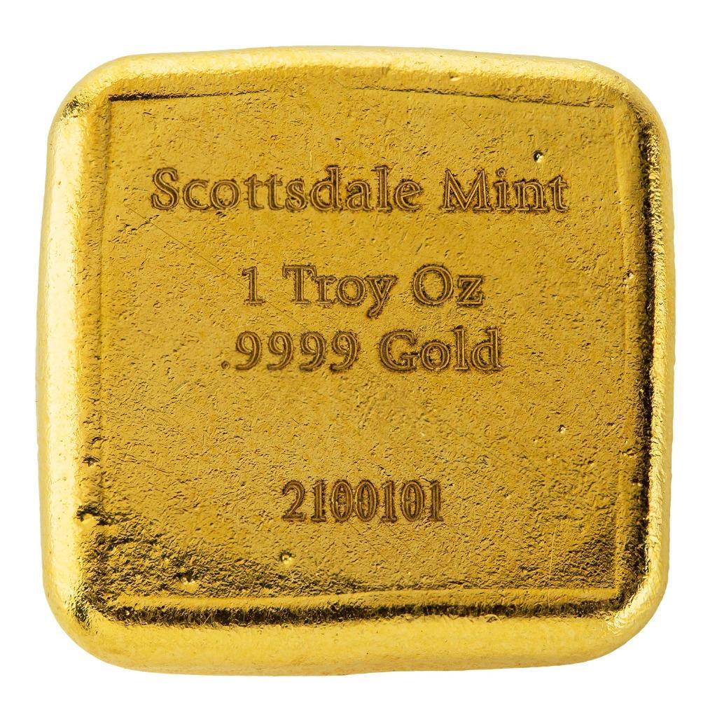 1oz .9999 Gold Bar w/ Laser Etched Serial Number - Hand Cast