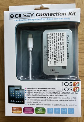 GILSEY Connection Kit iPad Card Reader Hub USB SD Micro SD T-Flash MS Duo M2