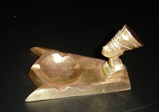 BEAUTIFUL VINTAGE EGYPTIAN ASHTRAY "NEFERTITI" GILDED BRONZE EGYPTIAN ASTRAY