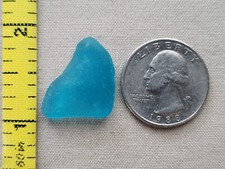 PURE BEACH SEA GLASS SURF TUMBLED ELECTRIC TURQUOISE BLUE FROSTED PENDANT N02