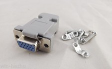10x DB15 VGA Female 15Pin 3 Rows D-Sub Connector Plastic Hood Cover Backshell