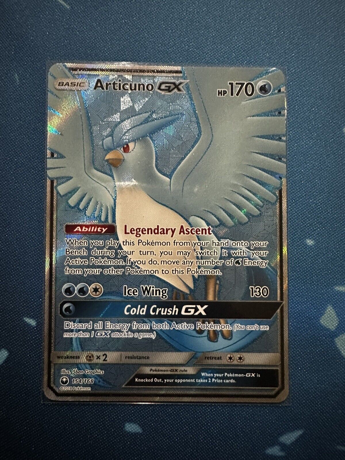 Articuno GX 154/168 HP170 - Gold Foil 🔥Fan Art 🔥Pokemon Card N/M