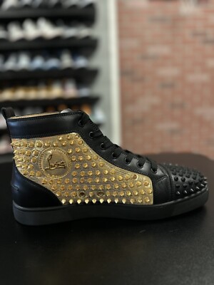 Christian Louboutin Blad Gold Calfskin Spikes Sneakers 45EU/12US