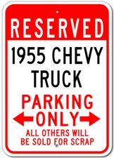 1955 55 CHEVY TRUCK Parking Sign Custom Vintage Garage Aluminum Plaque Decor