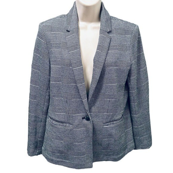 OLD NAVY Classic Blazer Plaid black and white EUC size Medium