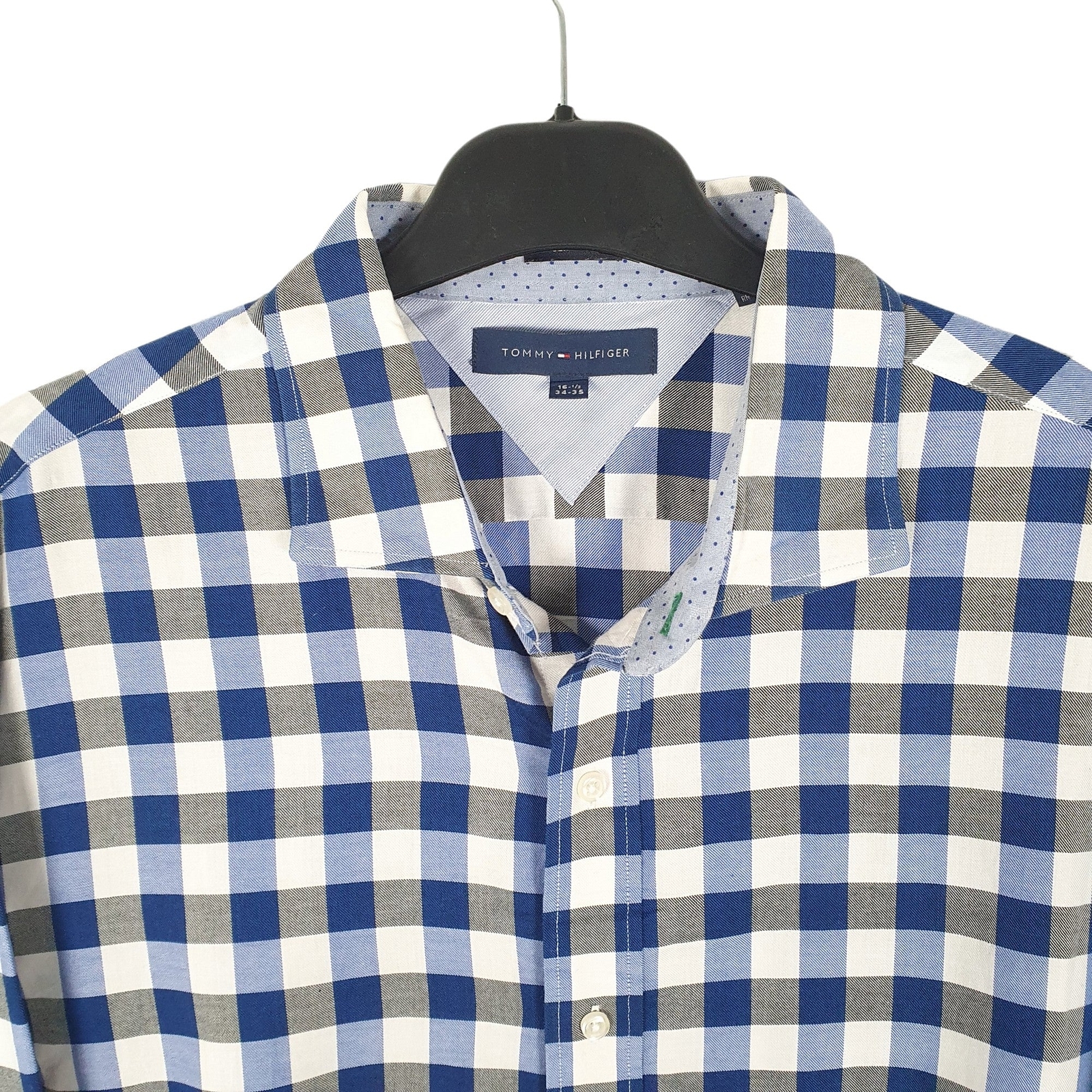 TOMMY HILFIGER Blue Check Shirt Long Sleeve Casual Mens M image 2