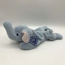 TY Beanie Babies Peanut Elephant Light Blue Heart Name Necklace PVC Pellets 1995