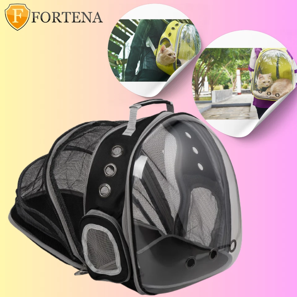 Erweiterbarer Rucksack für katze Haustiere 33x28x42 cm transparent transportbox - Bild 4 von 4