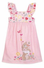 NEW DISNEY STORE MISS BUNNY BAMBI PINK FLORAL NIGHTGOWN DRESS PJ SIZE 3 & 9/10