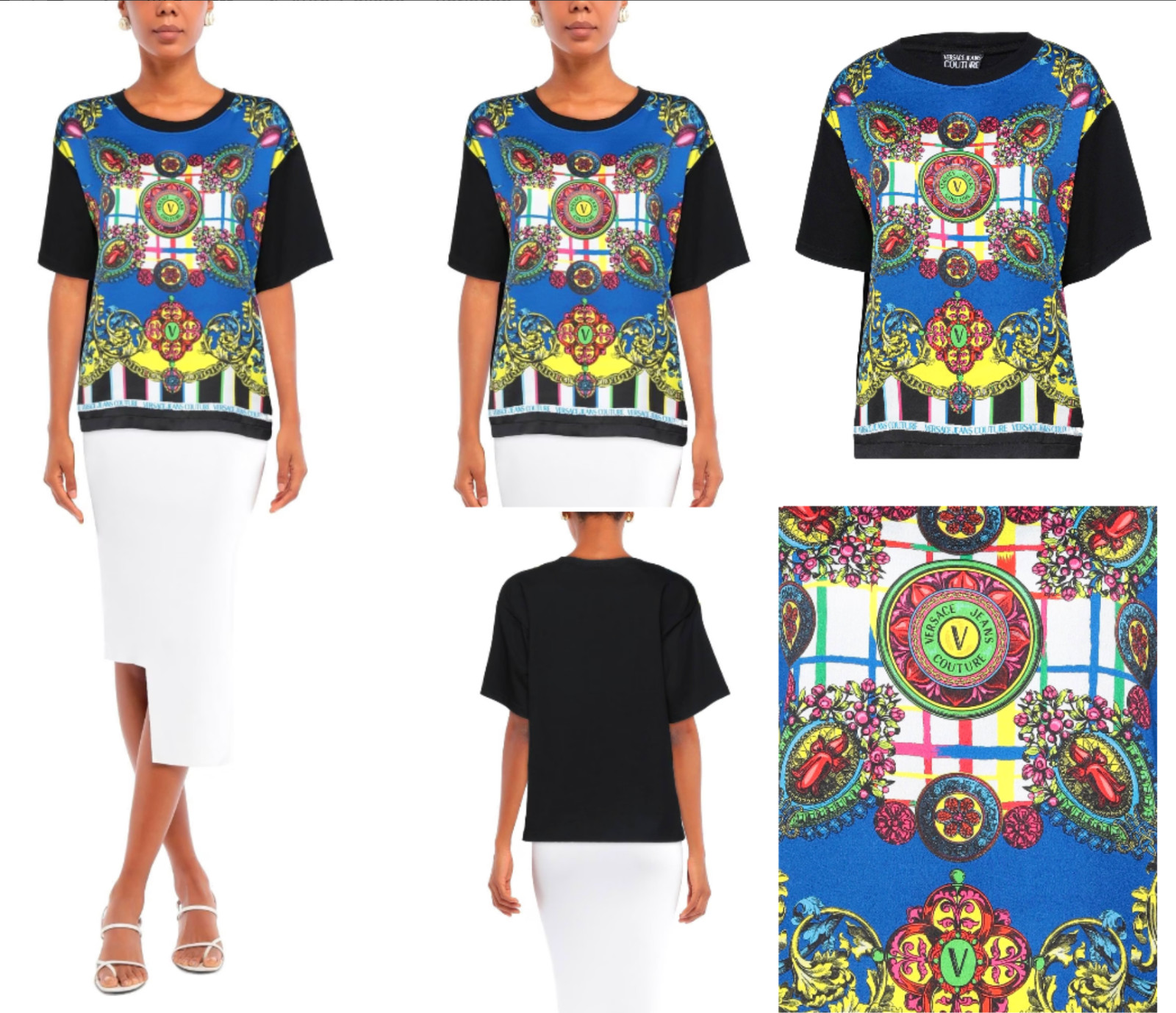 Versace Jeans Couture Patterned Baroque Top Blouse Shirt Oversized T-shirt XL