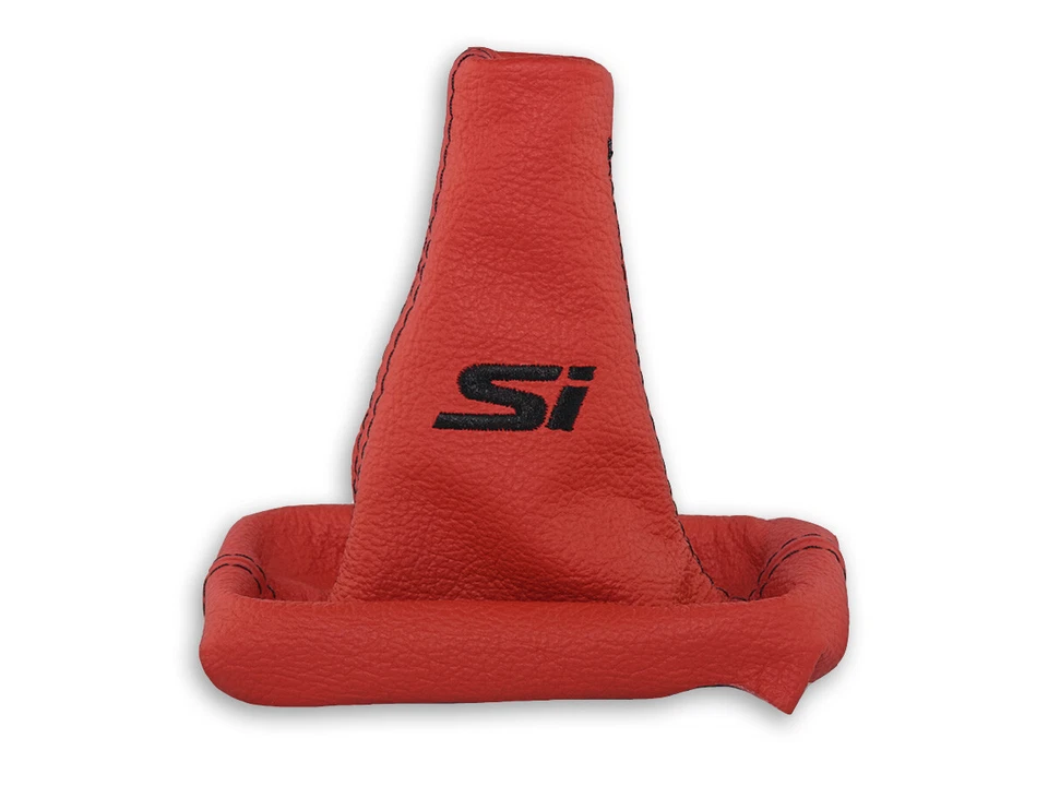 FOR HONDA CIVIC SEDAN COUPE 9th 12-15 GEAR BOOT RED LEATHER EMBROIDERY BLACK - Image 3 of 4