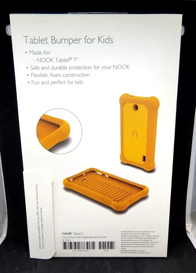 Nook Citrus (Orange) Micro Foam Bumper Kids Case for 7" Nook Tablet NEW in BOX - Image 3 of 4