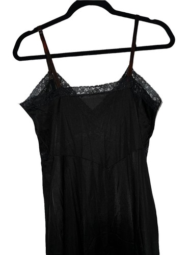 Vtg 50s Nylon Tricot VANITY FAIR Accordion Pleat Lace Peignoir Slip Rare 36 - Picture 7 of 10
