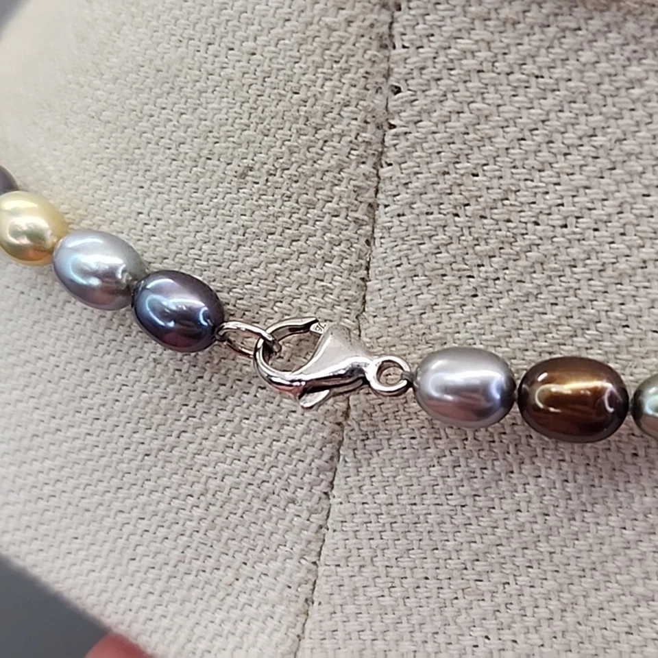 Honora Freshwater Pearl Necklace Earrings Set Gray 925 Sterling Silver QVC 17.5" - Image 4 of 4