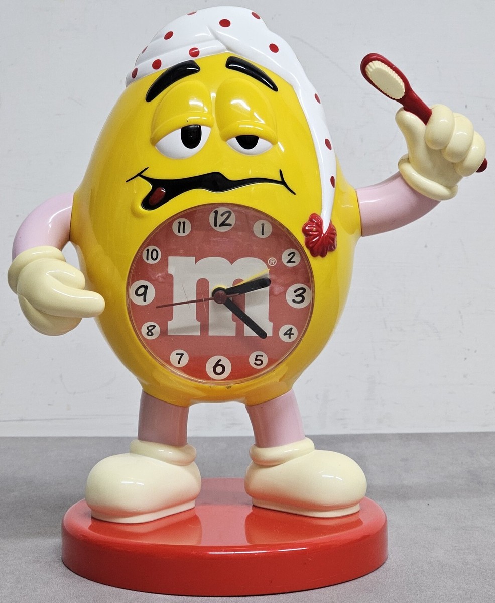 #124エムアンドエムズ　クロック　時計　アメトイ　ディスプレイ　サイン　M&M m&m's ネオンクロック エムアンドエムズ イエロー ロゴ ネオン