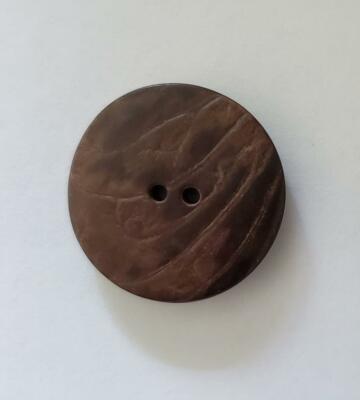 VINTAGE VEGETABLE IVORY COROZO NUT BUTTON 2 HOLE 50L - 1 1/4'' - Dark Brown (B91)