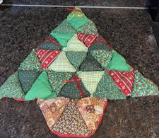 Vintage Christmas Tree Quilted Wall Hanging Handmade Patchwork 22"
