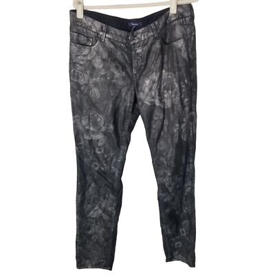 Atelier Gradeur Womens 42 (US 12) Gray & Silver Metallic Floral Coated Jeans