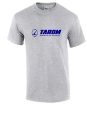 Tarom Logo Tee Shirt Romanian Transport Airline Cotton Sport Gray T-shirt