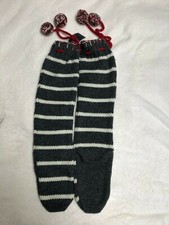 new Abercrombie Kids girl Gray Red White Stripes Socks Large XL Xlarge