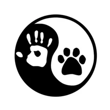 Vinyl Decal for Window - Ying Yang, Hand Print and Paw Print