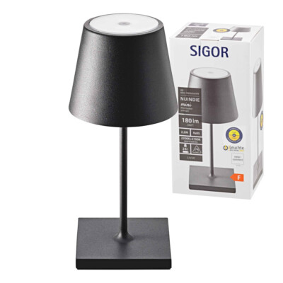 Nuindie mini LED Akku Tischleuchte Außentischleuchte IP54 schwarz Sigor Tischlam